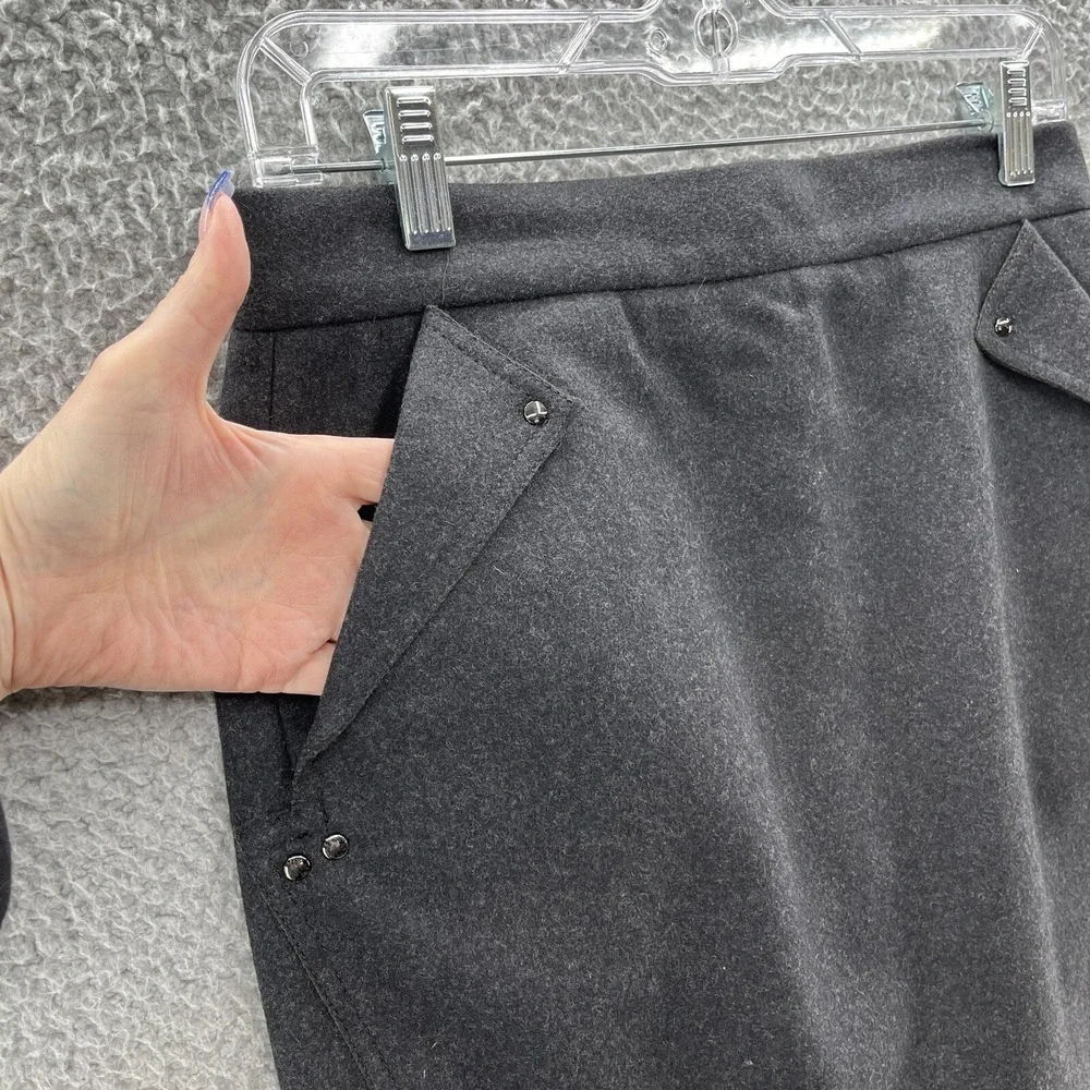 Per Se Skirt Womens 4 Gray Felt Wool Cashmere‎ Straight Pencil Retro Wiggle